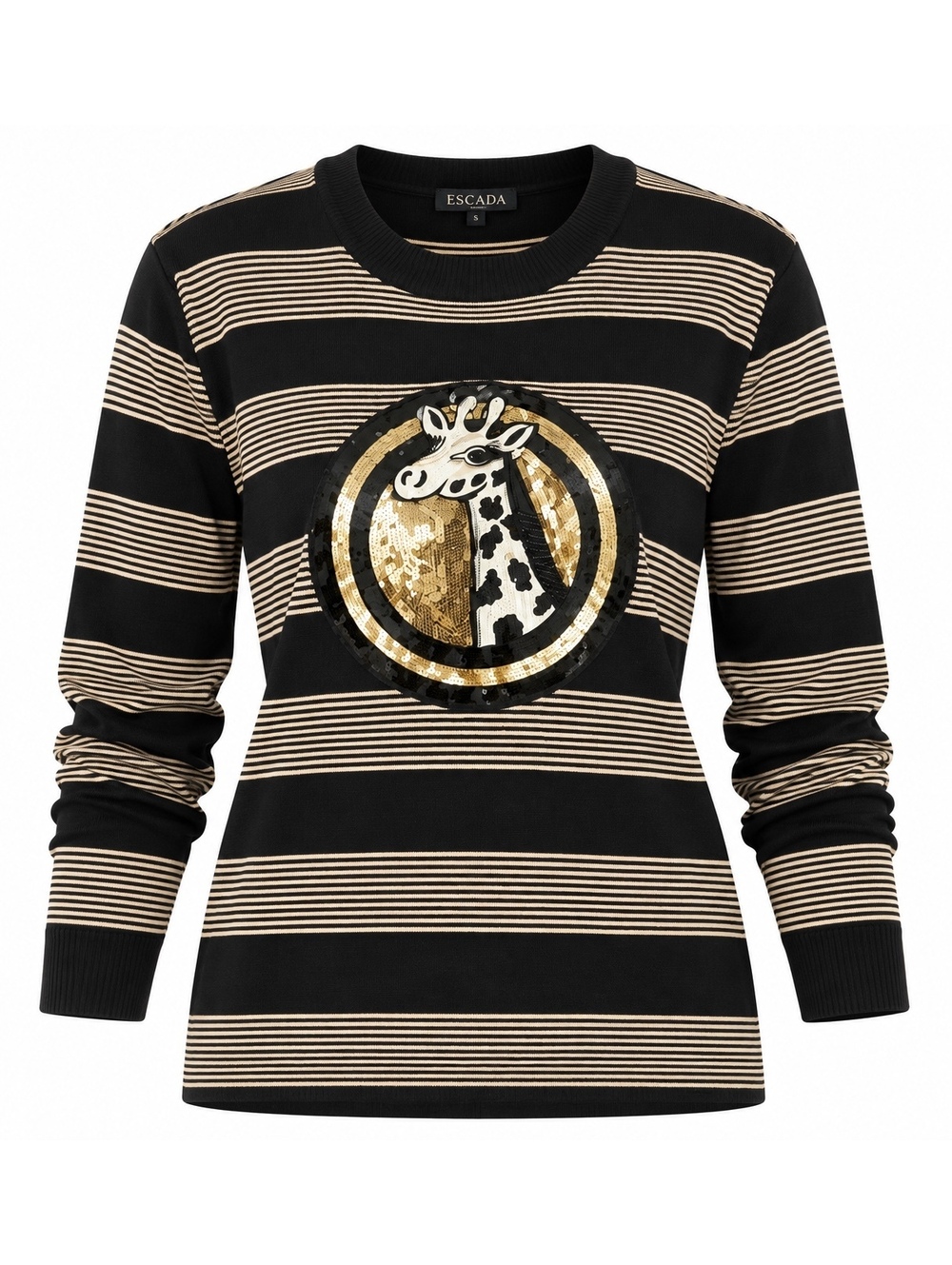 Vintage Escada Black & Gold Giraffe Sequin Sweater 38